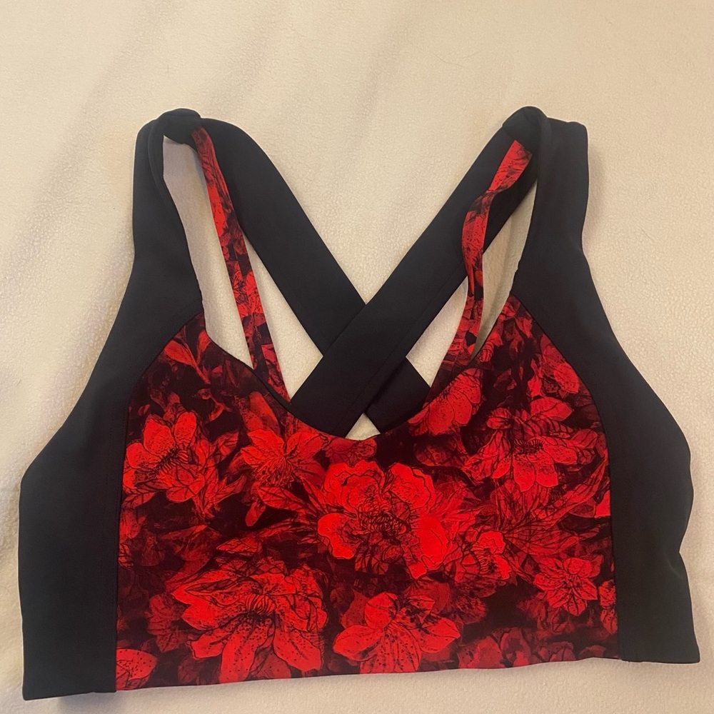Limited Edition Lululemon Sweat Times Bra CarmineTrue Red Black / Black Size 6 - Picture 3 of 4